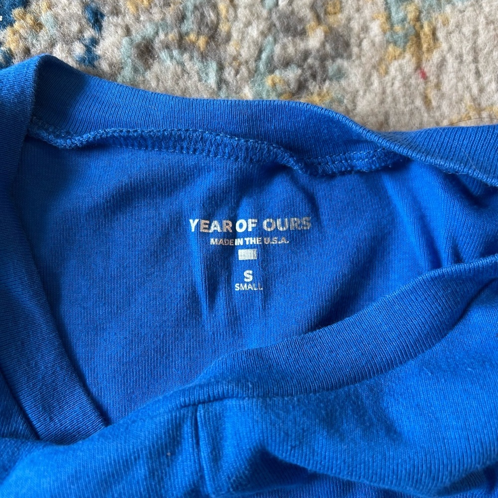Year of Ours Workout Tank Top Twist Front Blue Crop Women's Size S - Picture 5 of 5